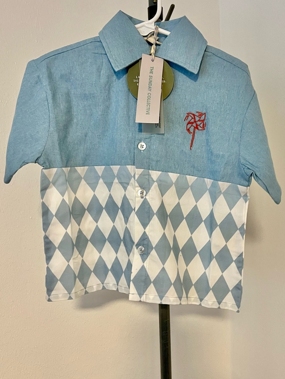 The Sunday Collective Pinwheel Harlequin Button Down
